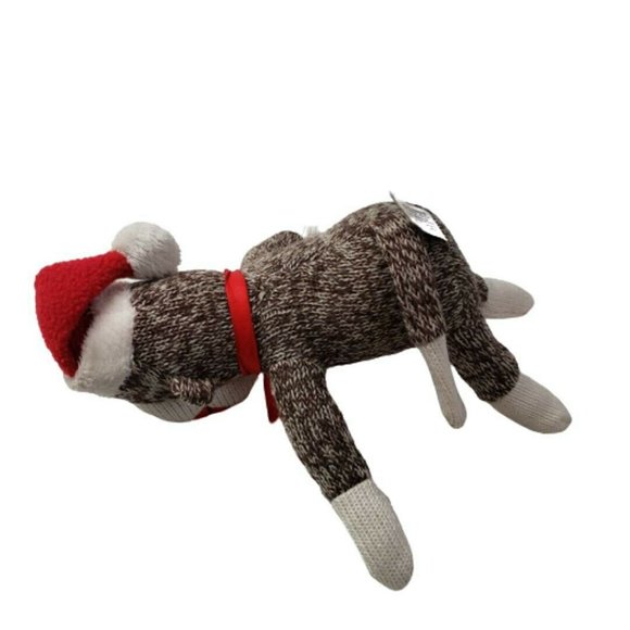 Galerie Christmas Sock Monkey Plush 9" Santa Hat Stuffed Animal - Picture 4 of 5